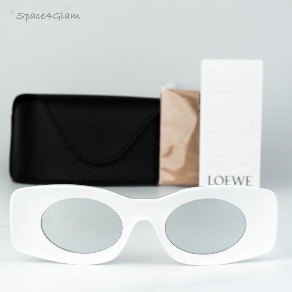 Loewe Women Sunglasses White Grey Silver Mirror Rectangle LW40033I 21C BRAND NEW - Picture 3 of 12